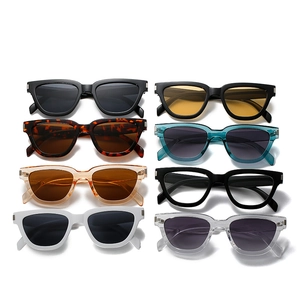 Retro square frame sunglasses in eight diverse colors featuring silver metal accents
