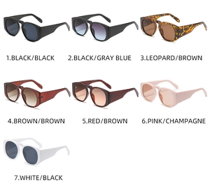 Collection of oversized round sunglasses in seven stylish color combinations and frames