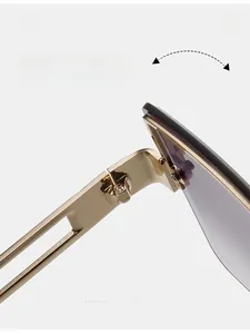 Detail der langlebigen goldenen Metallscharniere an der Sonnenbrille mit Verlaufsgläsern