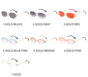 Lunettes de soleil polygonales sans monture en sept couleurs avec détails en métal C