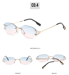 Vues détaillées de lunettes de soleil sans monture à verres dégradés et charnières en C