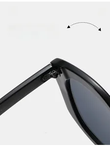 Gros plan sur la charnière métallique durable des lunettes de soleil œil de chat