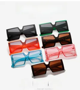 Collection of oversized square sunglasses in seven vibrant colors including jelly and tortoise