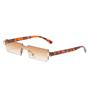 Rimless Rectangle Sunglasses UV400 Protection Fashion Tinted Lens Metal Hinge Geometric Eyewear For Women Men