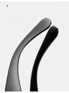 Detail of square sunglasses featuring ergonomic curved temples for a comfortable fit