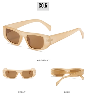 Detailansicht der cremefarbenen Sonnenbrille mit braunen Gläsern, Front- und Rückansicht