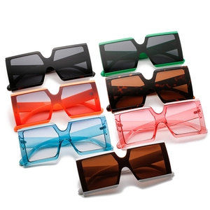 Set of stylish oversize square sunglasses in seven vibrant colors for women
