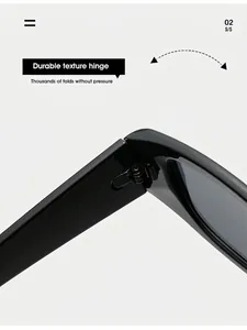 Details der langlebigen Metallscharniere an der quadratischen Sonnenbrille mit Faltfunktion