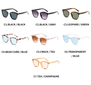 Detailed grid of vintage-style sunglasses in assorted frame colors and tinted lenses
