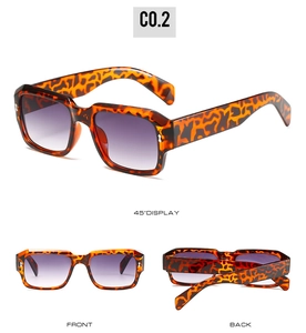 Detailed multi-angle views of retro square tortoiseshell sunglasses with purple gradient lenses