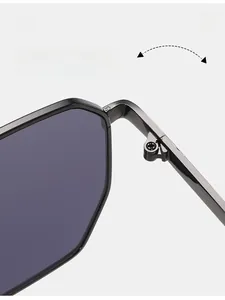 Detail of durable texture hinge on double beam sunglasses with smooth folding mechanism