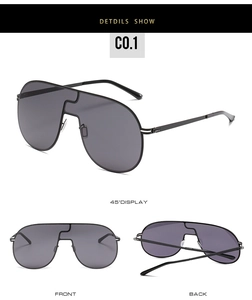 Vue détaillée multi-angles de lunettes de soleil sans monture avec cadre fin en métal