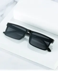 Close-up of black rectangular sunglasses temple showing 53-19-140 size specification
