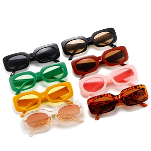 Chic Y2K style rectangular sunglasses collection in various vibrant candy colors