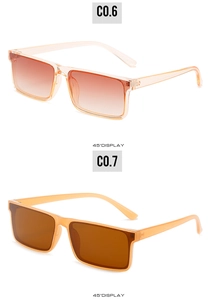Detailed 45-degree angle display of vintage rectangular sunglasses in orange color options
