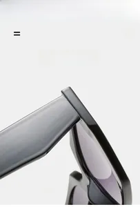 Detail of high-gloss wide temple hinges on lightweight elastic black sunglasses