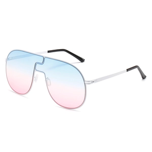 Lunettes de Soleil Surdimensionnées Sans Monture Hommes Femmes Monture Shield Métal UV400 Verres Dégradés Aviateur Street Travel