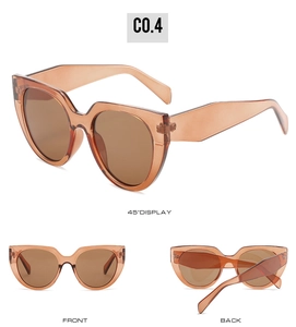 Detailed views of amber tortoiseshell sunglasses with dark brown lenses and rhomboid temples