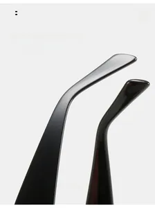 Detail of ergonomic curved black sunglasses legs for comfortable and stylish wearing