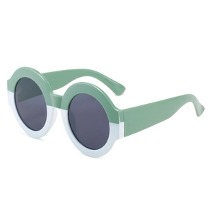 Oversized Round Sunglasses Retro Bi-Color PC Frame AC Lens UV400 Protection Fashion Eyewear For Travel Party Women