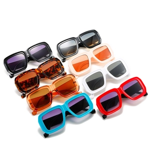 Moderne Retro-Quadrat-Sonnenbrille in trendigen Farben mit dickem Kunstharzrahmen für Damen