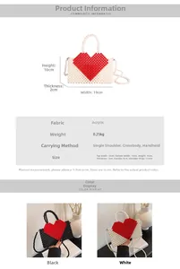 Detailed size specifications for handmade beaded heart bag with strap options
