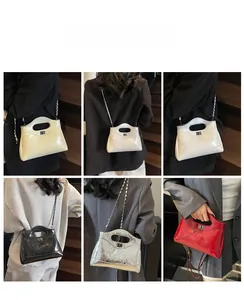 Quilted crossbody chain bags in multiple colors shown on a model for daily use