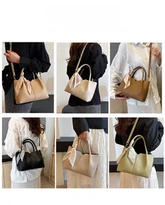 Detailed grid showing six versatile colors of large capacity tote bags with scarf decor