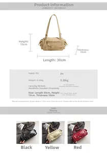 Guide des tailles du sac en similicuir 30x15x10cm avec options de couleurs variées