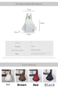 Detailed view of the size chart and four color options for the versatile PU leather backpack