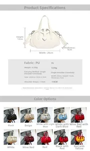 Detailed size specifications for heart-decorated PU leather mini handbag and crossbody bag