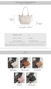 Détails des dimensions et de la texture tressée du sac à bandoulière en PU en plusieurs couleurs