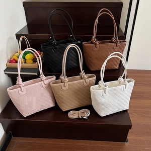 Sac À Épaule En Cuir PU Tressé Sac Fourre-Tout Mode Sous L'Aisselle Pour Femmes Sac À Main Décontracté Polyvalent