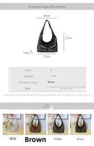 Tableau des tailles détaillé pour grand sac clouté dimensions 40x33x27x14cm