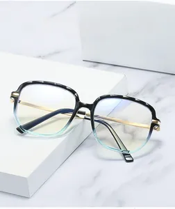 Detail of gradient TR90 frames with anti-blue light lenses and slim metal temples