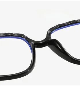 Macro detail of comfortable nose pads on TR90 anti-blue light glasses frame