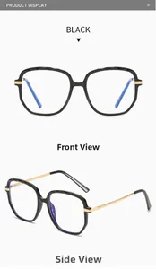 Detail of TR90 anti-blue light glasses with retro crystal facets and gold metal temples