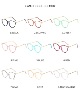 Collage of retro TR90 round frame glasses with metal legs in nine trendy colors