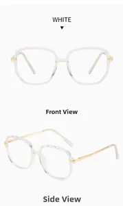 Detail of TR90 blue light blocking frames with crystal facets and gold metal temples