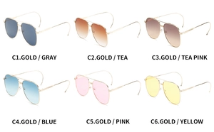 Collection de lunettes de soleil aviateur en six coloris avec montures en métal doré