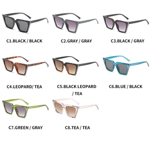 Détail de huit variantes de couleurs pour lunettes de soleil œil de chat et métal