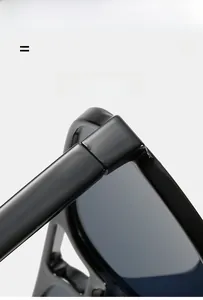 Detail of durable hinges on black retro sunglasses with lightweight elastic frame