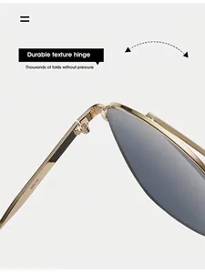 Gros plan de la charnière en métal doré et du numéro 96418 sur les lunettes de soleil