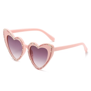 Lunettes De Soleil En Forme De Cœur Pour Femmes Avec Strass Protection UV400 Monture PC Lunettes De Fête Étincelantes
