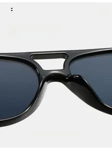 Detail of comfortable integrated nose pads on black retro sunglasses frames