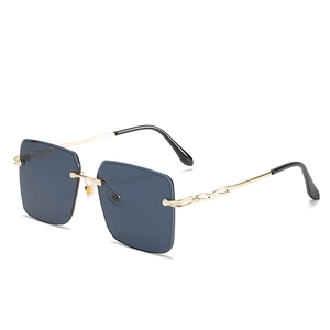 Lunettes De Soleil Carrées Sans Monture Femmes Protection UV400 Verres Dégradés Monture Métal Mode Extérieur Fête