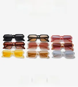 Multiple colors of vintage rectangular sunglasses shown in a 3x3 grid display layout