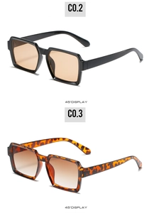 45-degree angle display of vintage rectangular sunglasses in black and tortoise frames