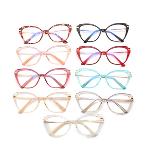 Cat eye blue light blocking glasses collection in TR90 frames with metallic details