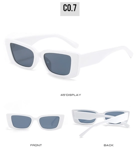 White rectangle sunglasses for women featuring multi-angle views and dark lenses